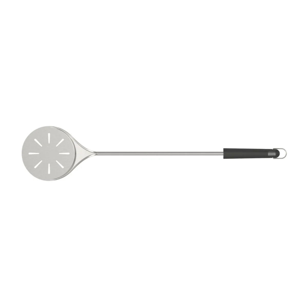 Witt Steel pizza Turning peel with a black handle on a white background